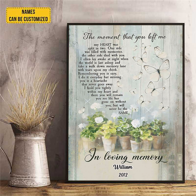 The Moment That You Left Me Canvas, Memorial Canvas, Memorial Passing Gift