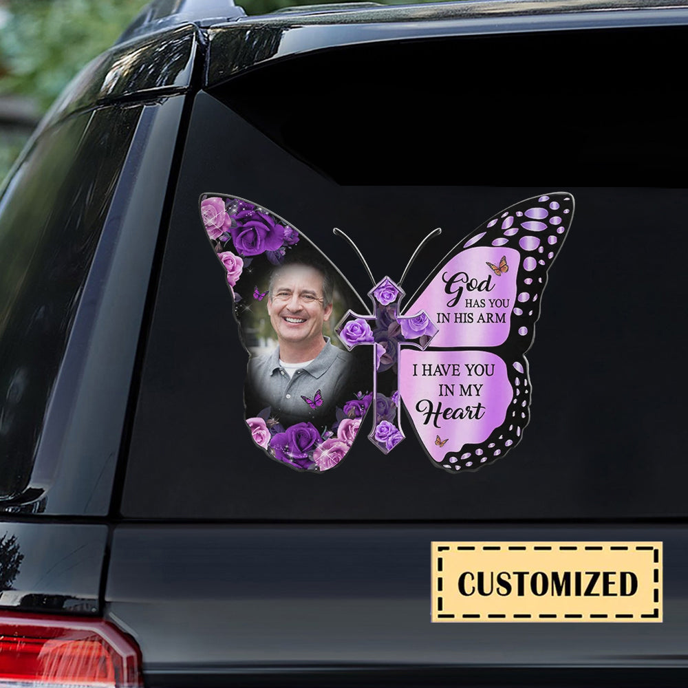 God Has You In His Arms Personalized Car Sticker