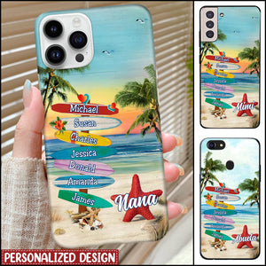 Summer Beach Star Nana Auntie Mom Colorful Kid Sign Personalized Phone Case