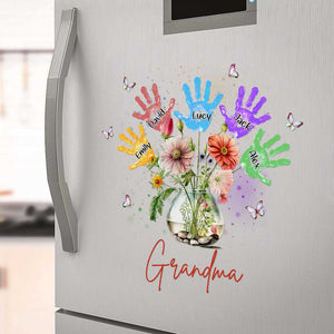 Grandma Flower Handprint Kids Personalized Sticker