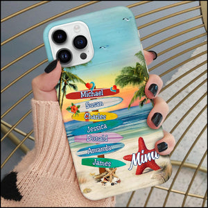 Summer Beach Star Nana Auntie Mom Colorful Kid Sign Personalized Phone Case