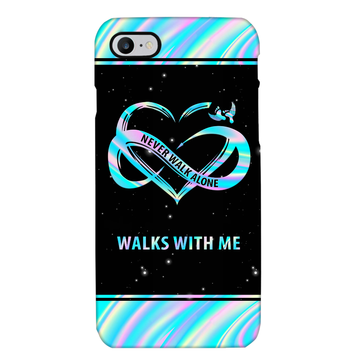 Personalized Never Walk Alone My Love Walks With Me Memorial Glass Phone case
