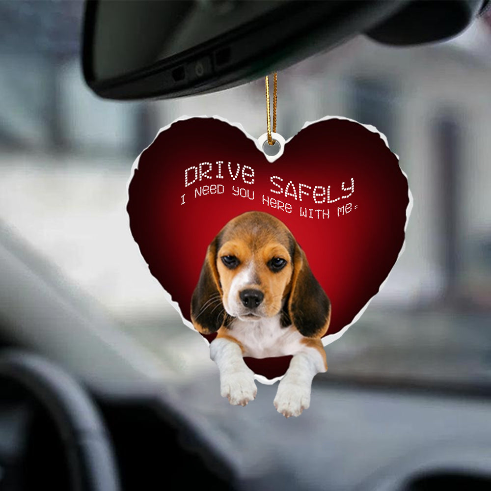 Beagle Drive Safely Car Ornament