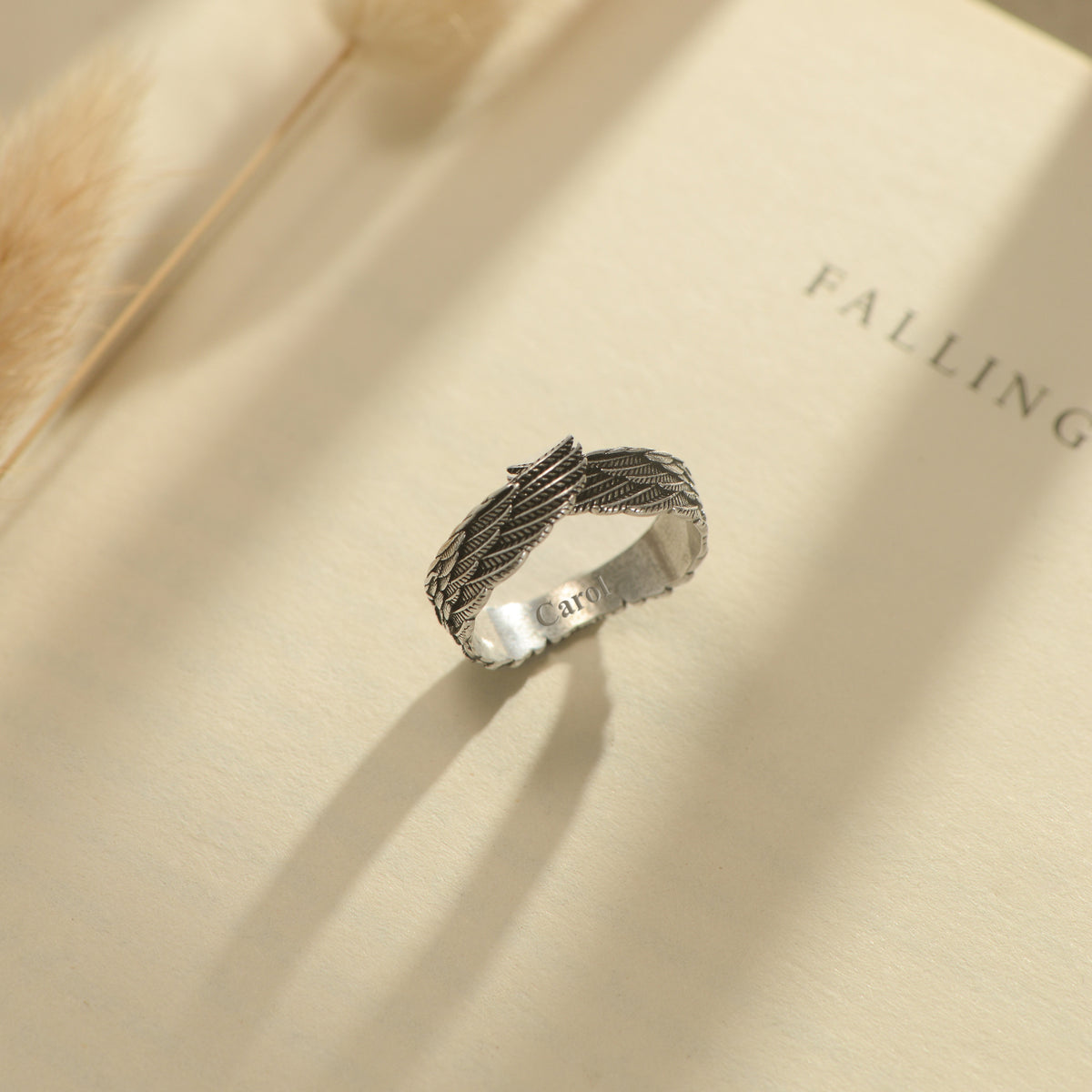 Personalized Name Angel Wing Ring