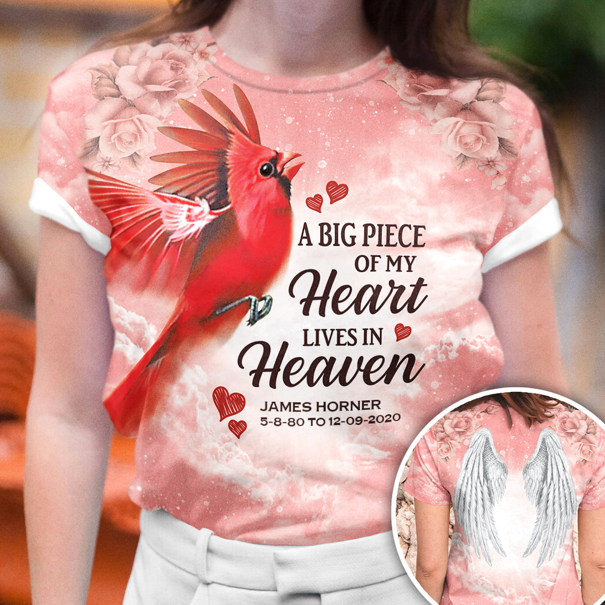 A Big Piece Of My Heart Lives In Heaven-Personalized Shirt