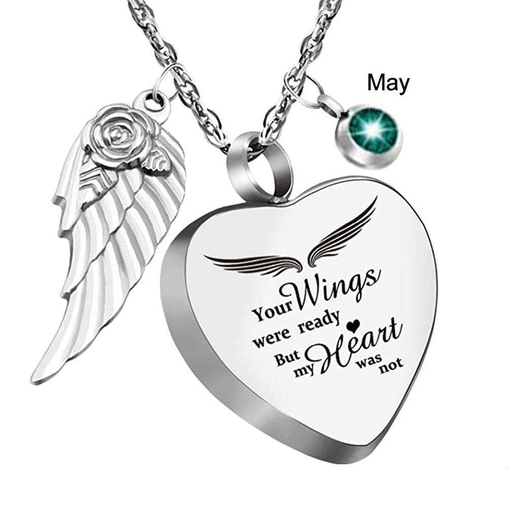 Your Wings were Ready My Heart was Not Heart Urn Necklace
