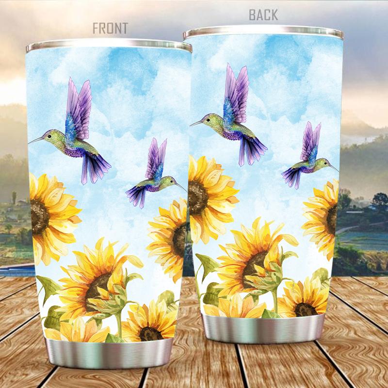 Hummingbird and Sunflower Stainless Steel Tumbler