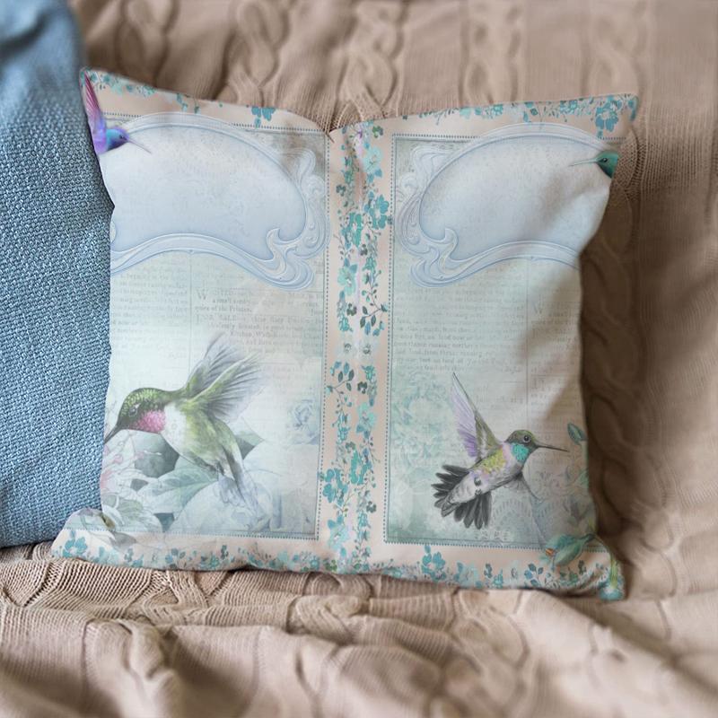 Two Hummingbirds Flying Pillow Case 18*18''