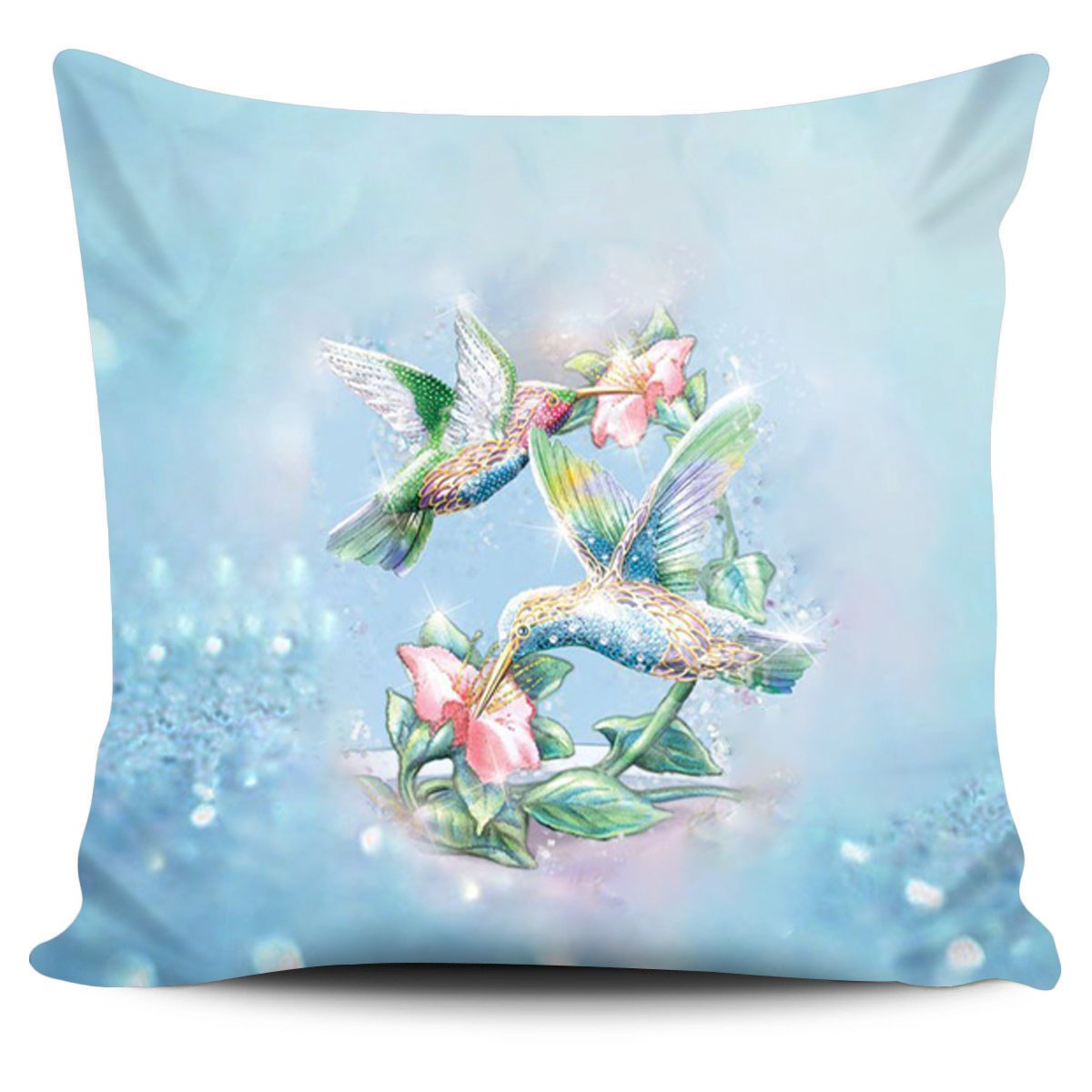 Hummingbird Flying on Sunflower Pillow Case 18*18''