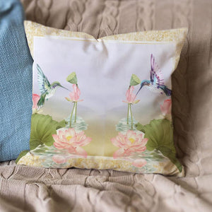 Hummingbird Flying Lotus Pillow Case 18*18''