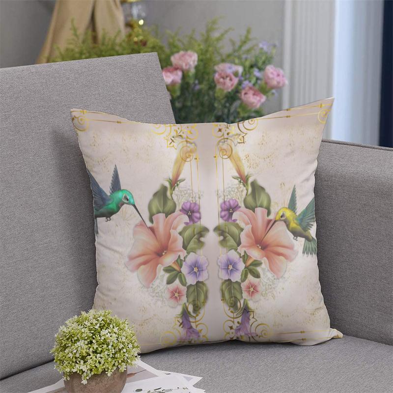 Green Yellow Hummingbird Flying Pillow Case 18*18''