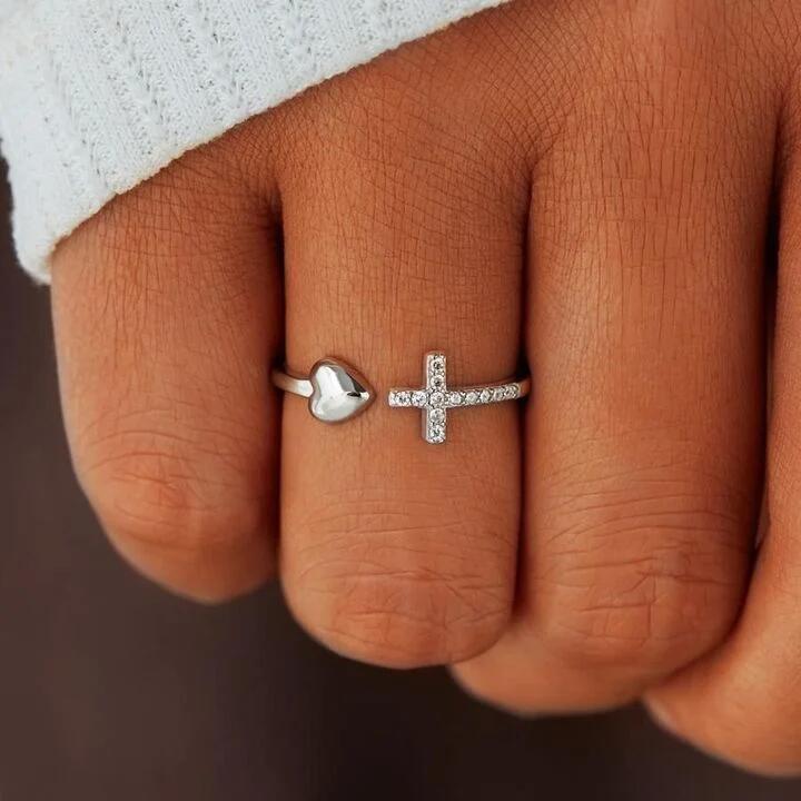 TO MY DAUGHTER PRAY CROSS & HEART RING