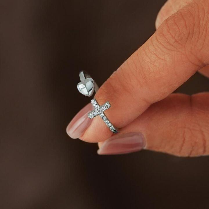 LAST DAY 50% OFF-To My Daughter Pray Through It Cross & Heart Ring