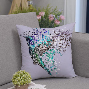 Colorful Hummingbird Flying Pillow Case 18*18''
