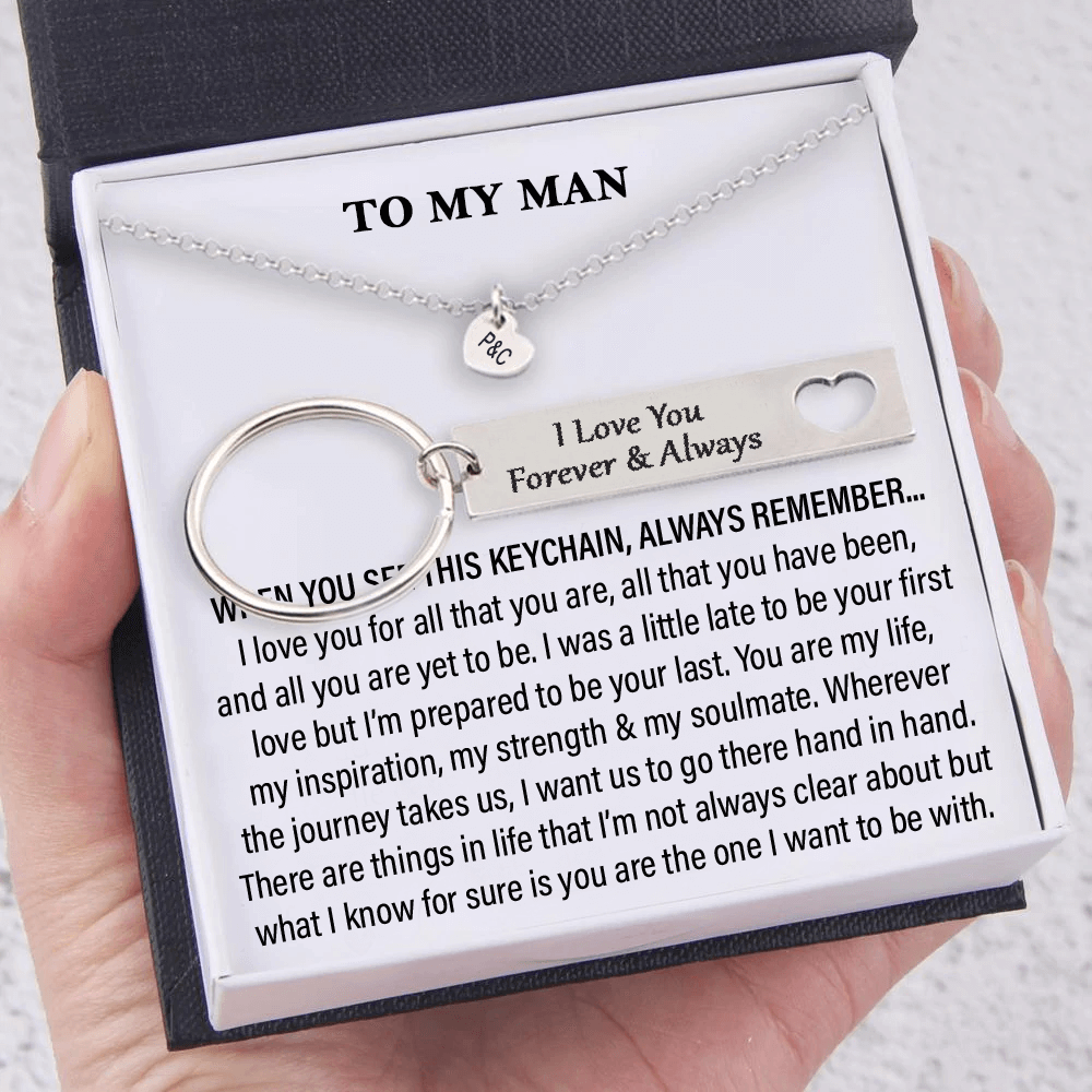 When You See This Keychain Always Remember-Personalized Keychain and Heart Necklace