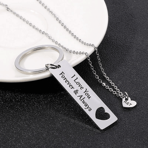 When You See This Keychain Always Remember-Personalized Keychain and Heart Necklace