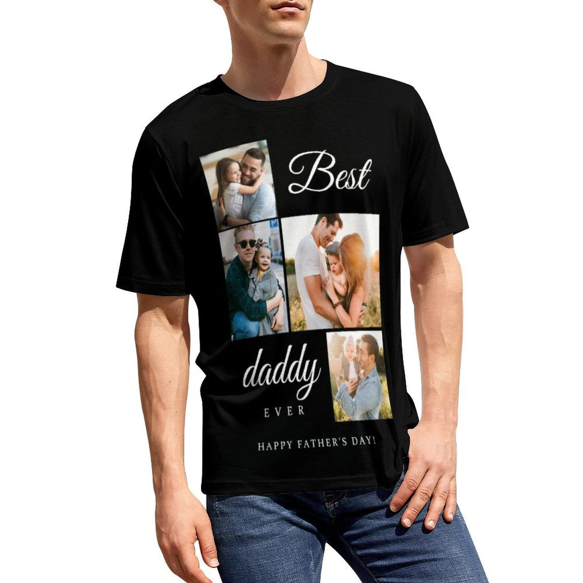 Custom Photo&Text Best Daddy T-Shirt Gift Shirt for Father's Day