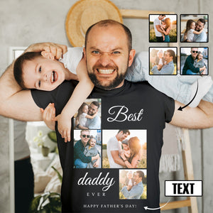 Custom Photo&Text Best Daddy T-Shirt Gift Shirt for Father's Day