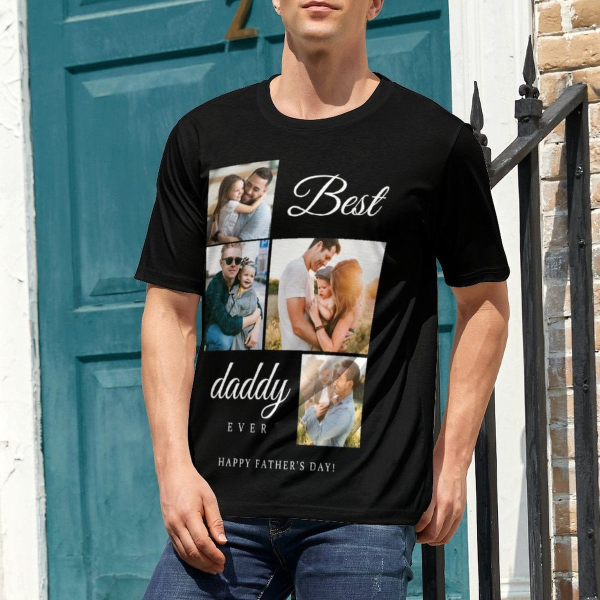 Custom Photo&Text Best Daddy T-Shirt Gift Shirt for Father's Day