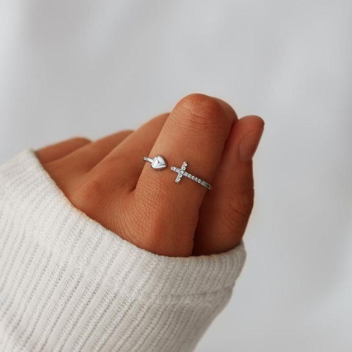 TO MY DAUGHTER PRAY CROSS & HEART RING