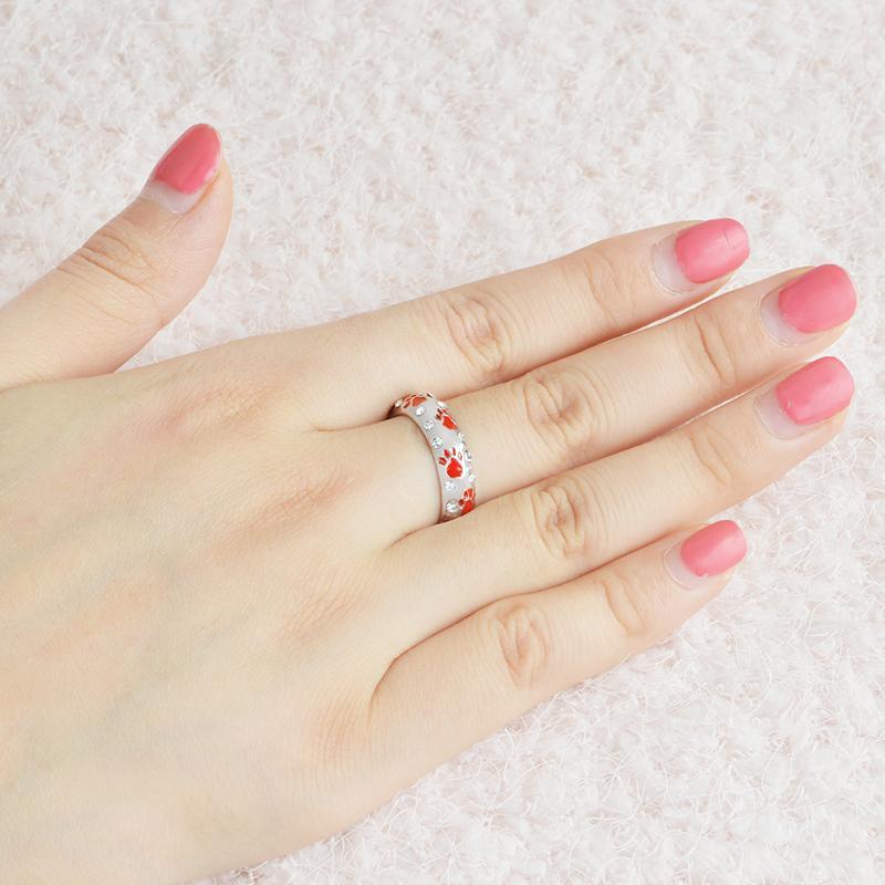 "When I Am with My Pet" Rhinestone Paw Ring