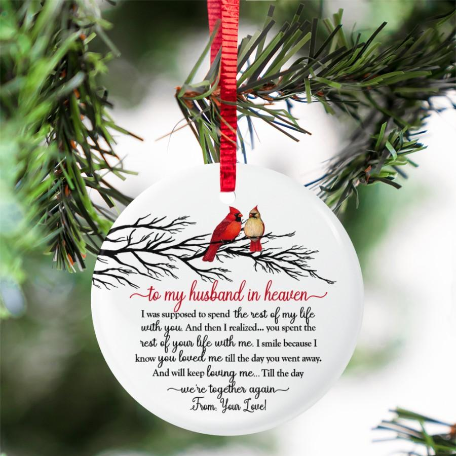 Memorial To My Husband In Heaven Ornament (Porcelain)
